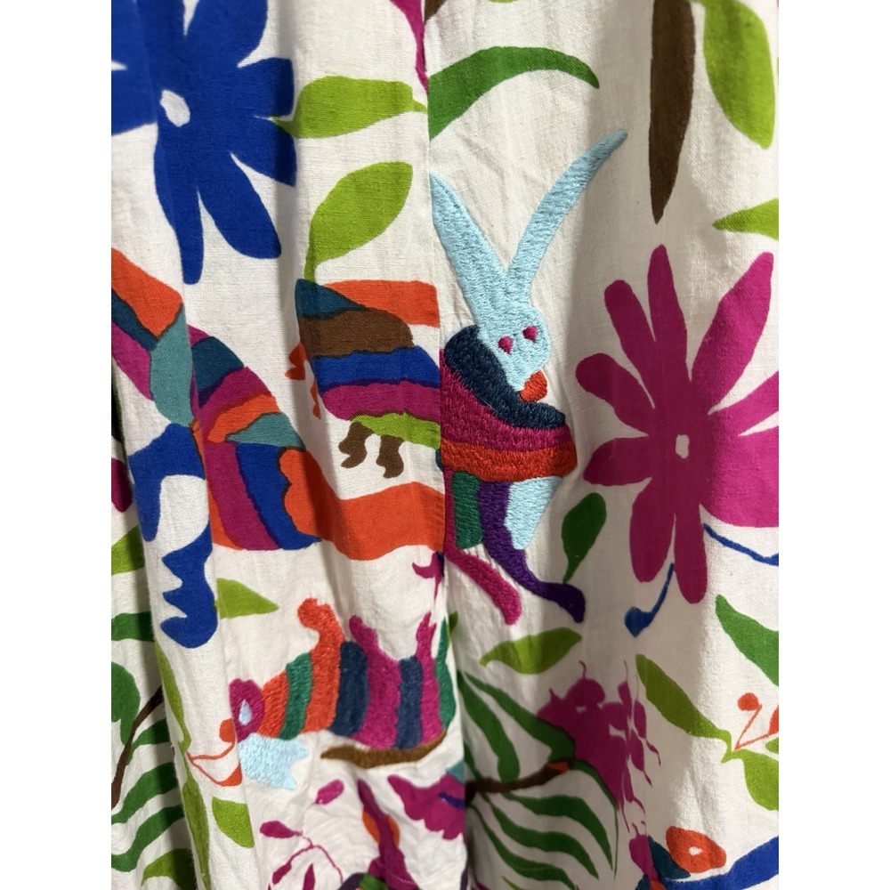 Vanessa‎ Virginia Anthropologie Folk Art Dress Embroidered Floral Animals Size 6 - Picture 9 of 12